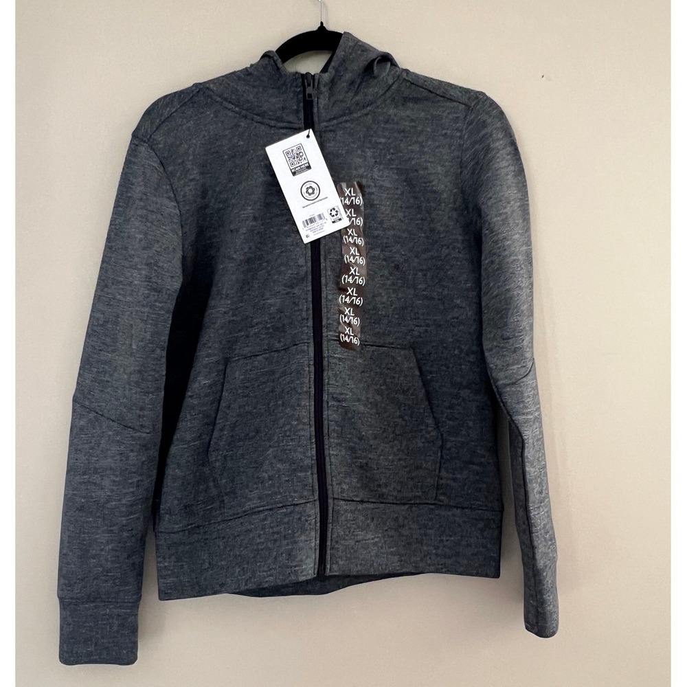 Member's Mark Boys Active Full Zip Hoodie‎ XL 14/16 Gray Heathered Sweatshirt